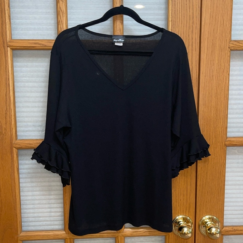Semi Sheer 2X Top w Ruffled Sleeves
